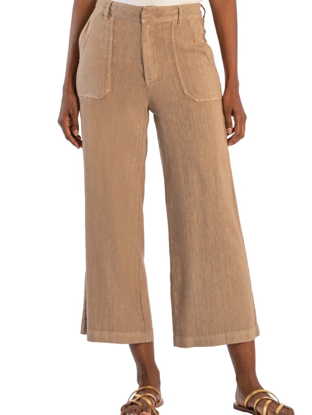 KUT from the Kloth Topaz High Waist Crop Wide Leg Linen Pants Size 00